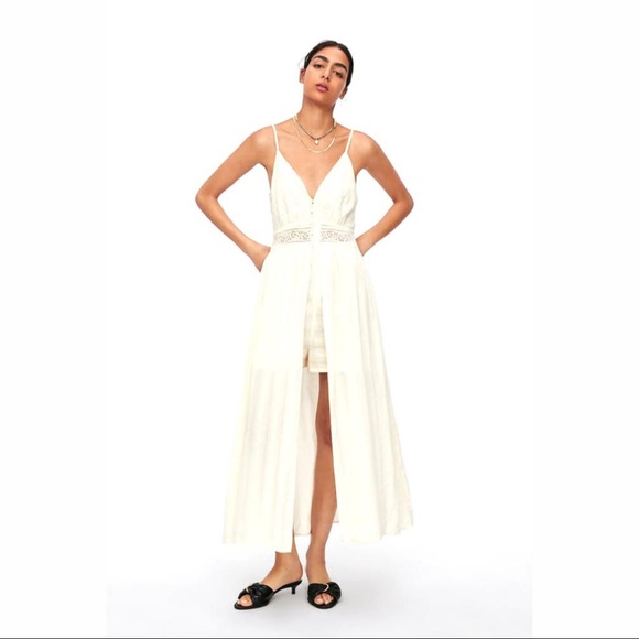 Zara Lace Jumpsuit Dress in Off-White Size L - Picture 2 of 11